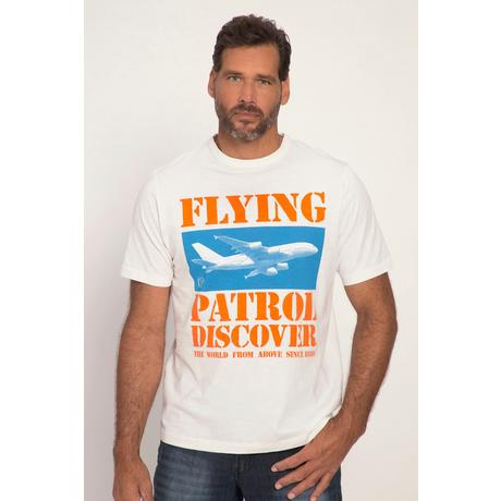 JP1880  T-shirt a mezze maniche con stampa "Flying Patrol" e scollo a girocollo 