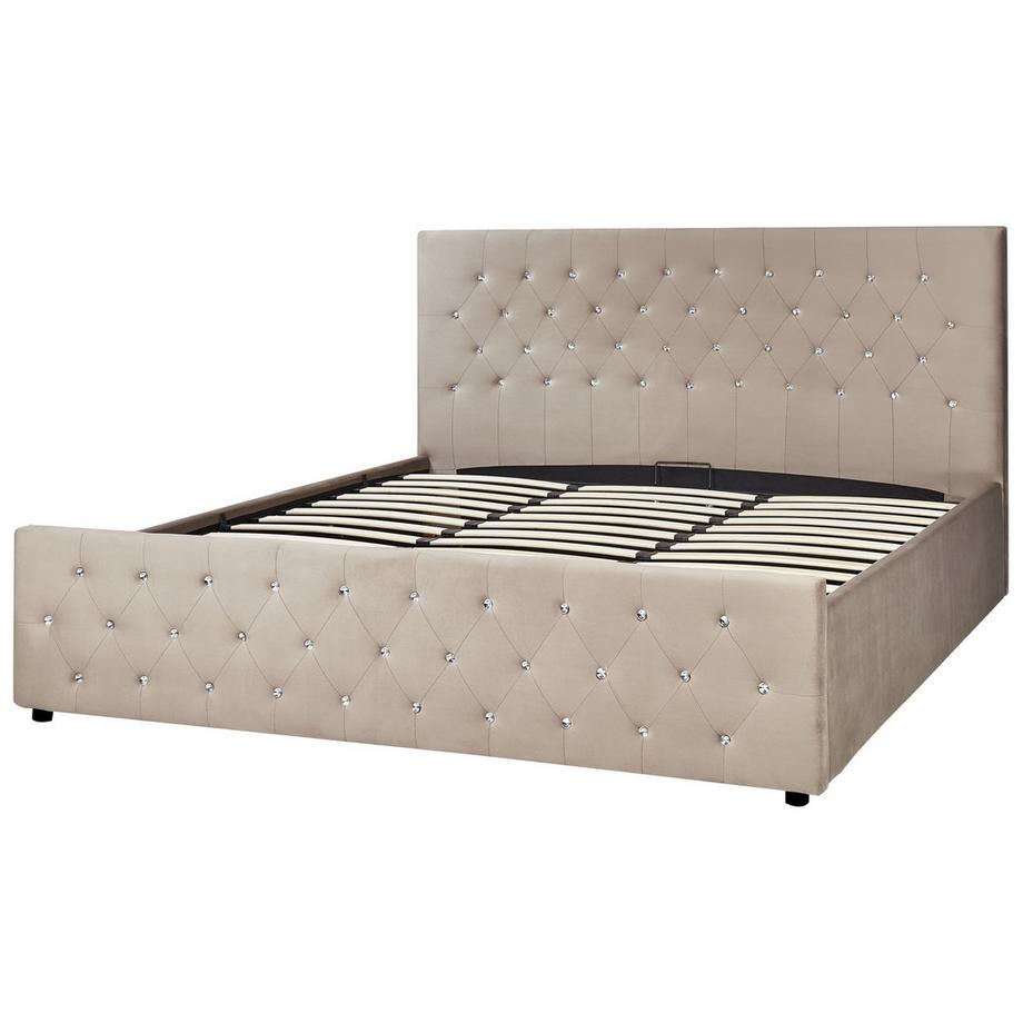 Beliani Letto contenitore en Velluto Glamour AMIENS  