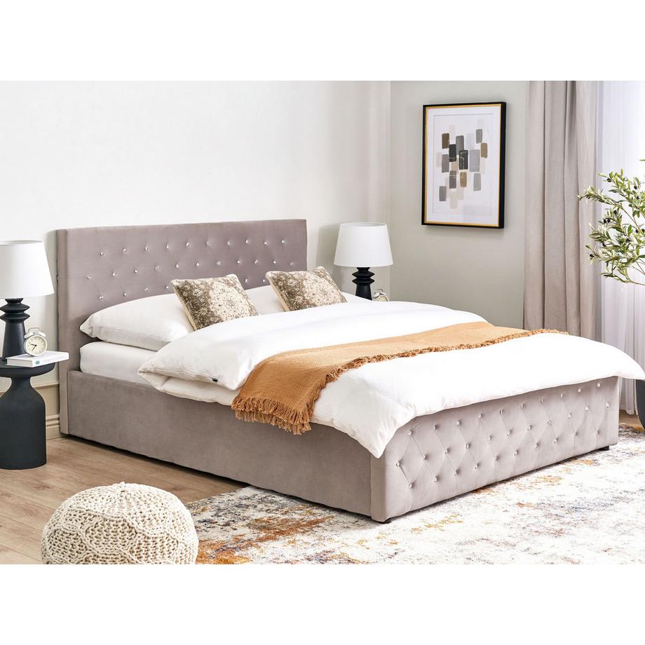 Beliani Letto contenitore en Velluto Glamour AMIENS  