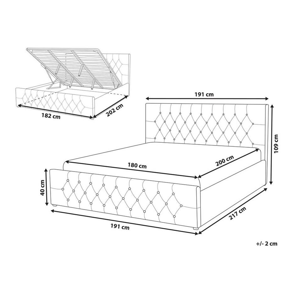 Beliani Letto contenitore en Velluto Glamour AMIENS  