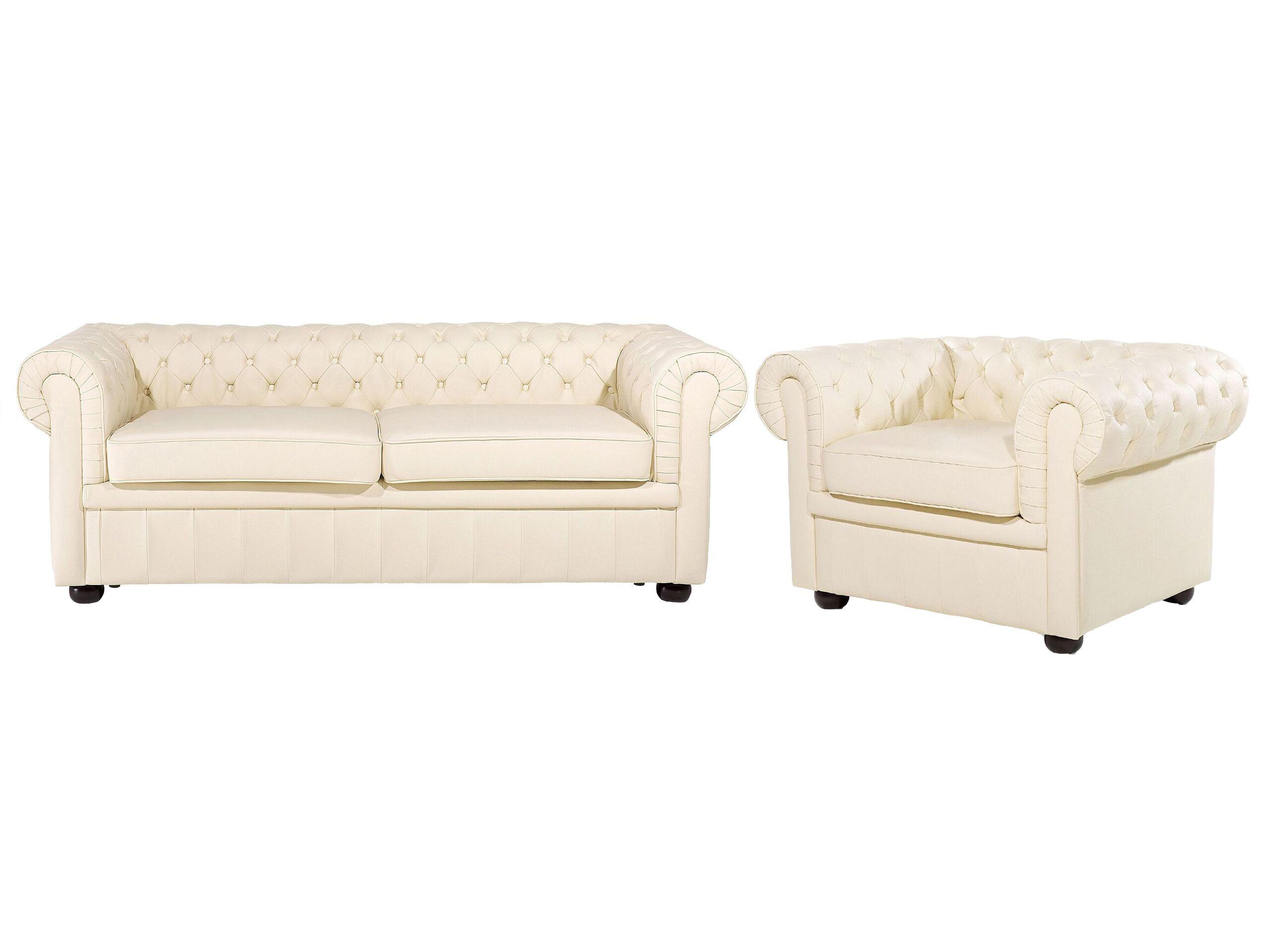 Beliani Set da salotto en Pelle Naturale Glamour CHESTERFIELD  