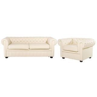 Beliani Set da salotto en Pelle Naturale Glamour CHESTERFIELD  