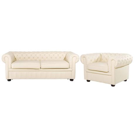 Beliani Set da salotto en Pelle Naturale Glamour CHESTERFIELD  