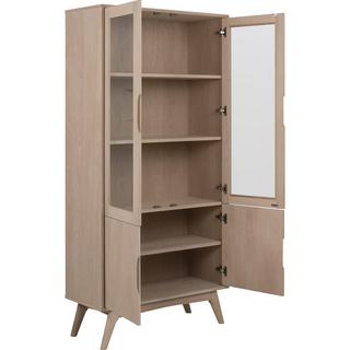 mutoni Vitrine Brighton Massiv Furnier Eiche Weiss 2 Glas Türen 2 Holztüren 94x40x192cm  