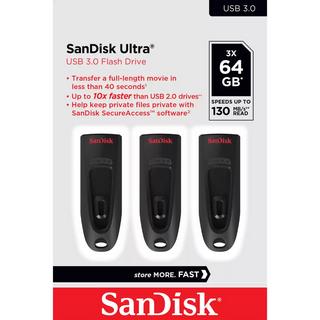 Western Digital  Western Digital Ultrastar SanDisk Ultra USB-Stick 64 GB USB Typ-A 3.2 Gen 1 (3.1 Gen 1) Schwarz 