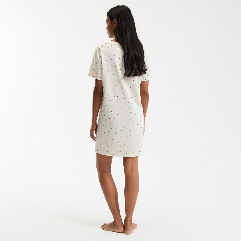 La Redoute Collections Chemise de nuit en jersey de coton imprimé coeurs  