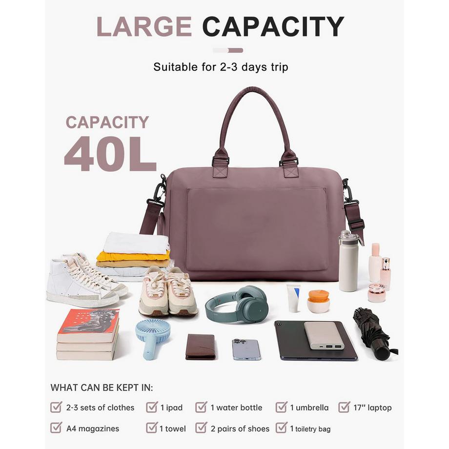 Only-bags.store Sport Reisetasche mit Schuhfach Nassfach Trolleyhülle  