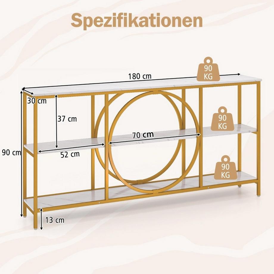 Northix Konsolentisch mit 3-stufigem Stauraum  
