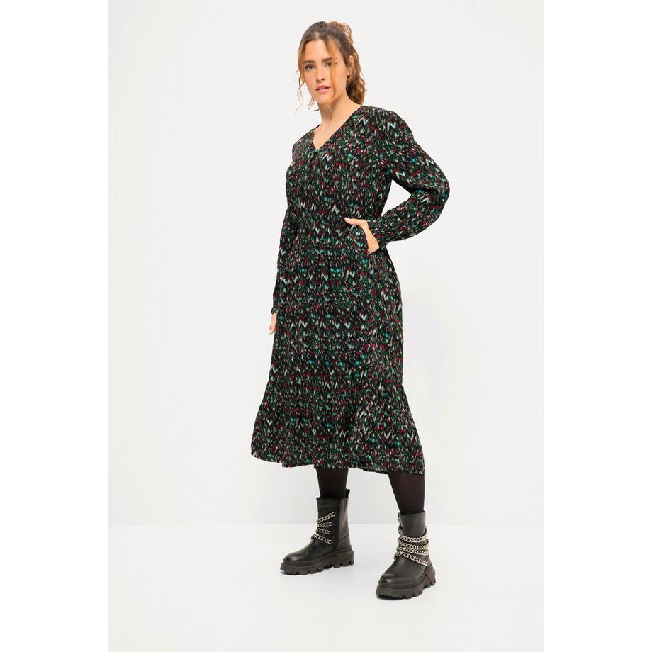 Studio Untold Robe Midi Ligne A Imprimé Zigzag Manches Longues  