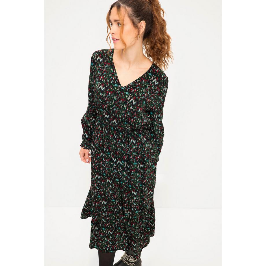 Studio Untold Robe Midi Ligne A Imprimé Zigzag Manches Longues  