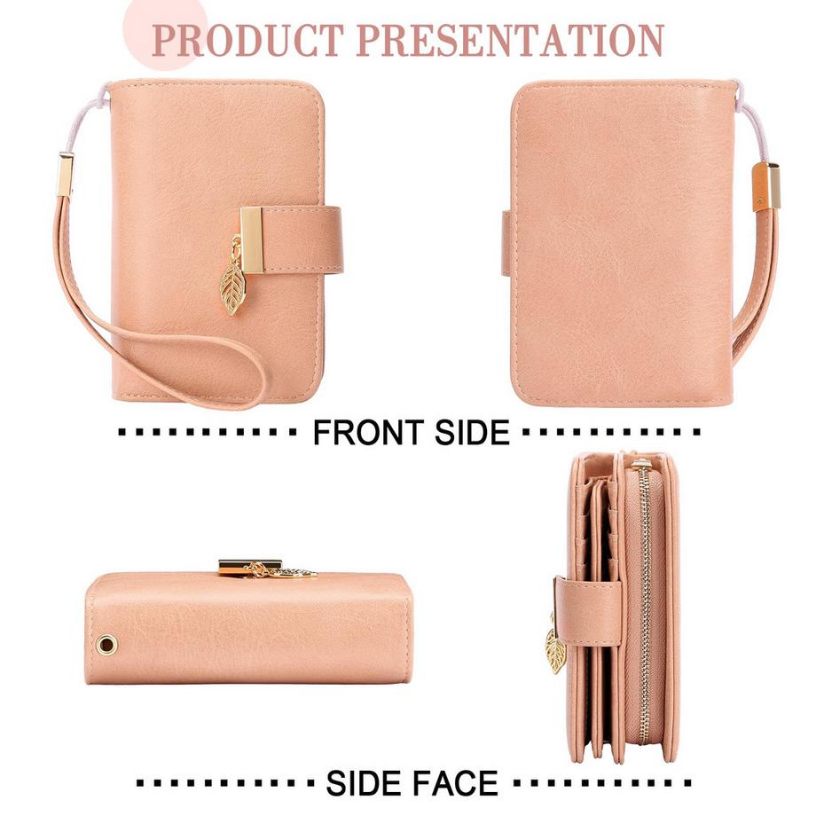 Only-bags.store Portafoglio in pelle con protezione RFID 18 scomparti per carte catena con cerniera e cordino  