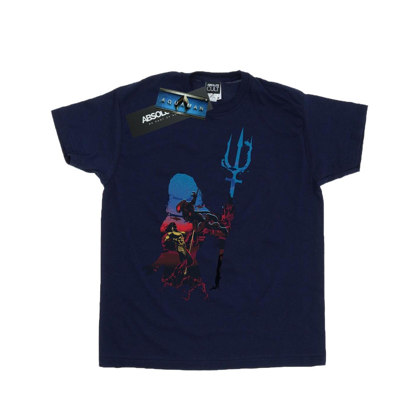 Image of Aquaman Battle Silhouette Tshirt Damen Marine S