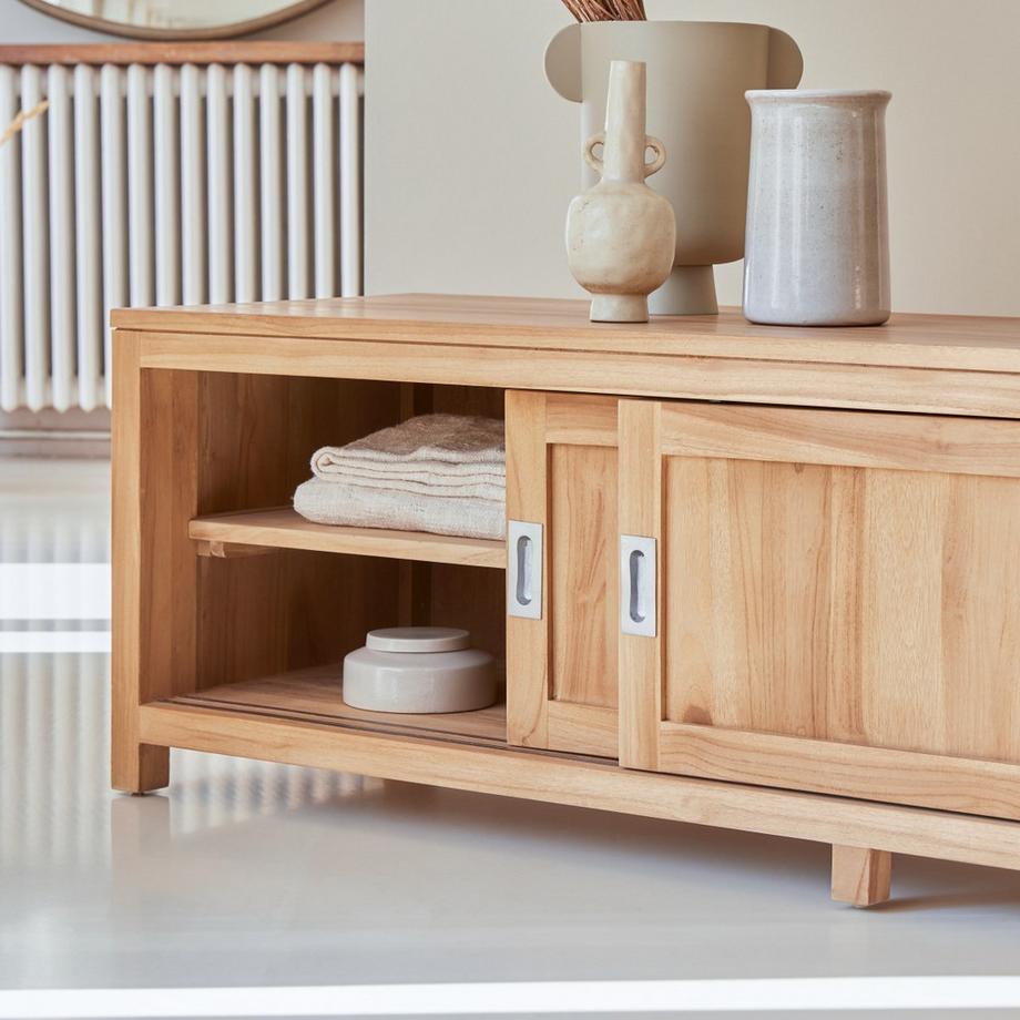 Tikamoon TV Schrank aus massivem Teakholz 180 cm Coffee Tek  