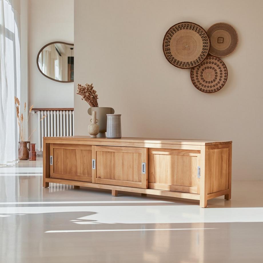 Tikamoon TV Schrank aus massivem Teakholz 180 cm Coffee Tek  