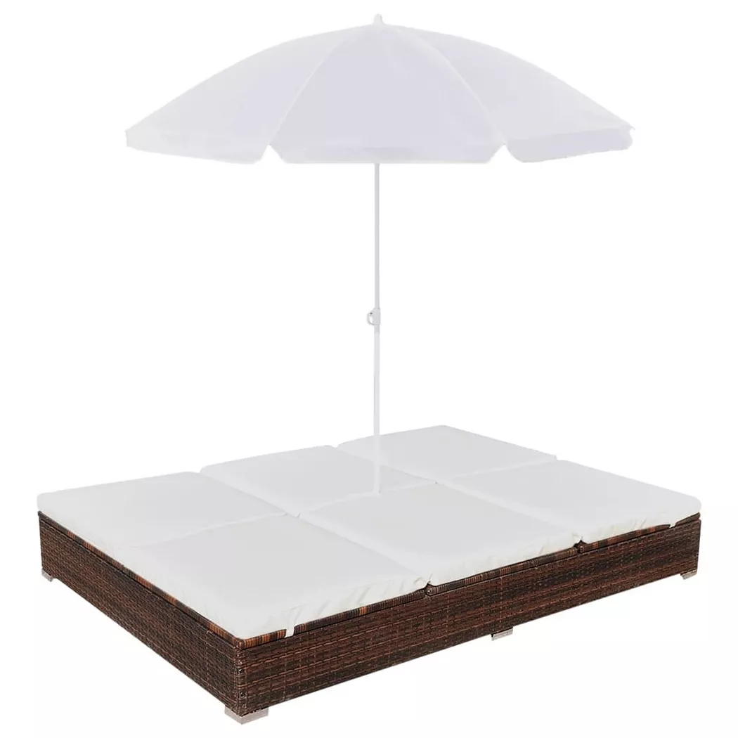 VidaXL - lettino prendisole Polirattan, One Size, Marrone