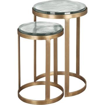 Table d'appoint Zayla laiton ronde (lot de 2)