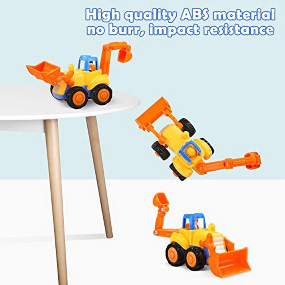 Activity-board  Baby Spielzeugauto Spielzeug Baufahrzeuge/Bagger Kinderspielzeug Auto für Kleinkinder 4 in 1 Set, Traktor, Bulldozer, Muldenkipper, Zementmischer 