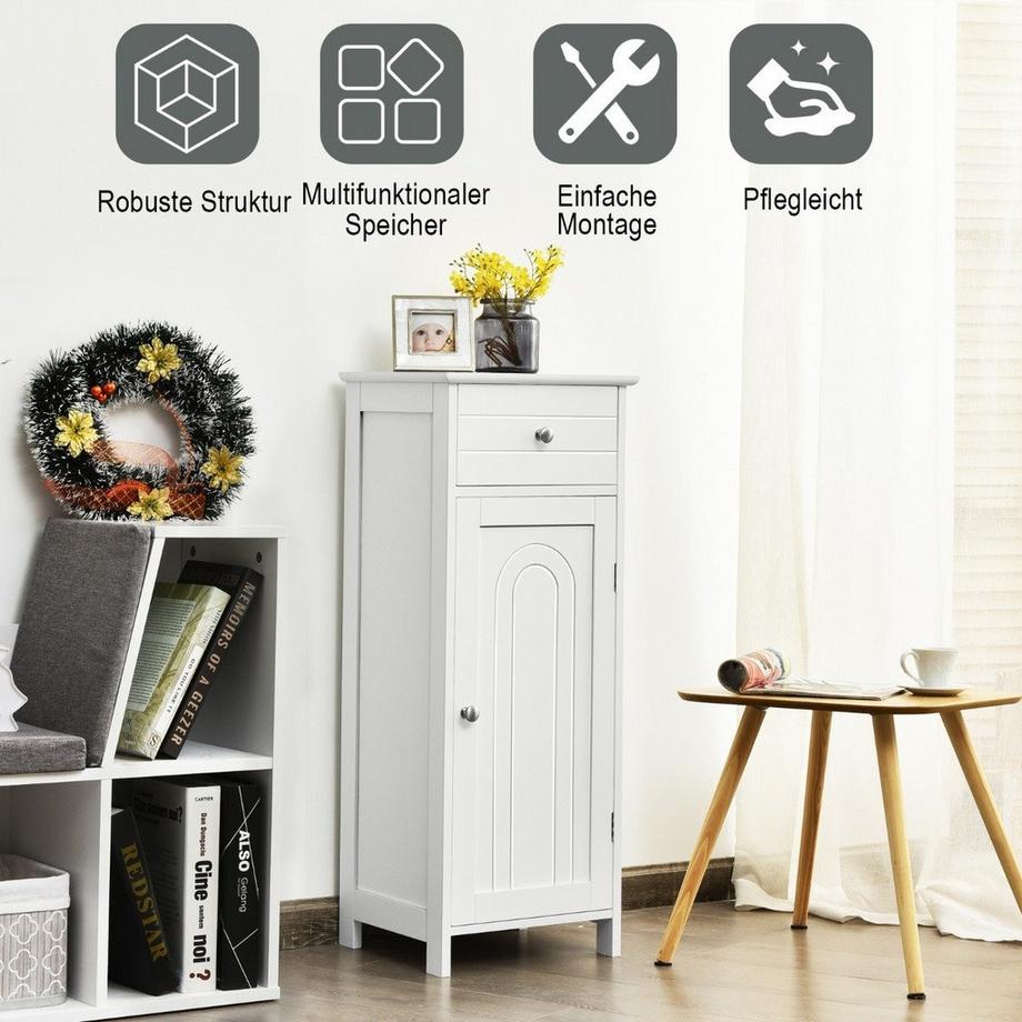 Northio Meuble de salle de bain colonne armoire autoportante avec tiroir  