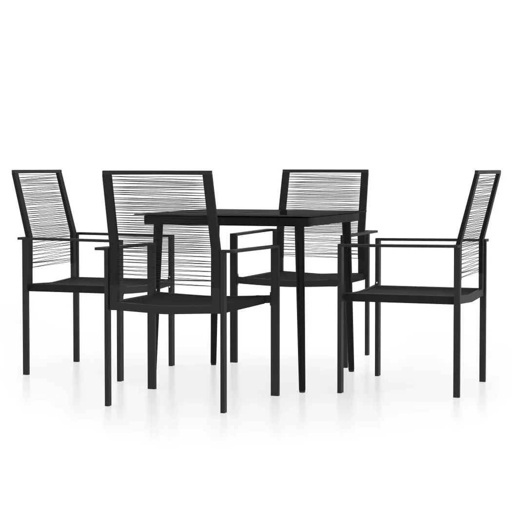 vidaXL Ensemble à manger de jardin 5 pcs Noir
