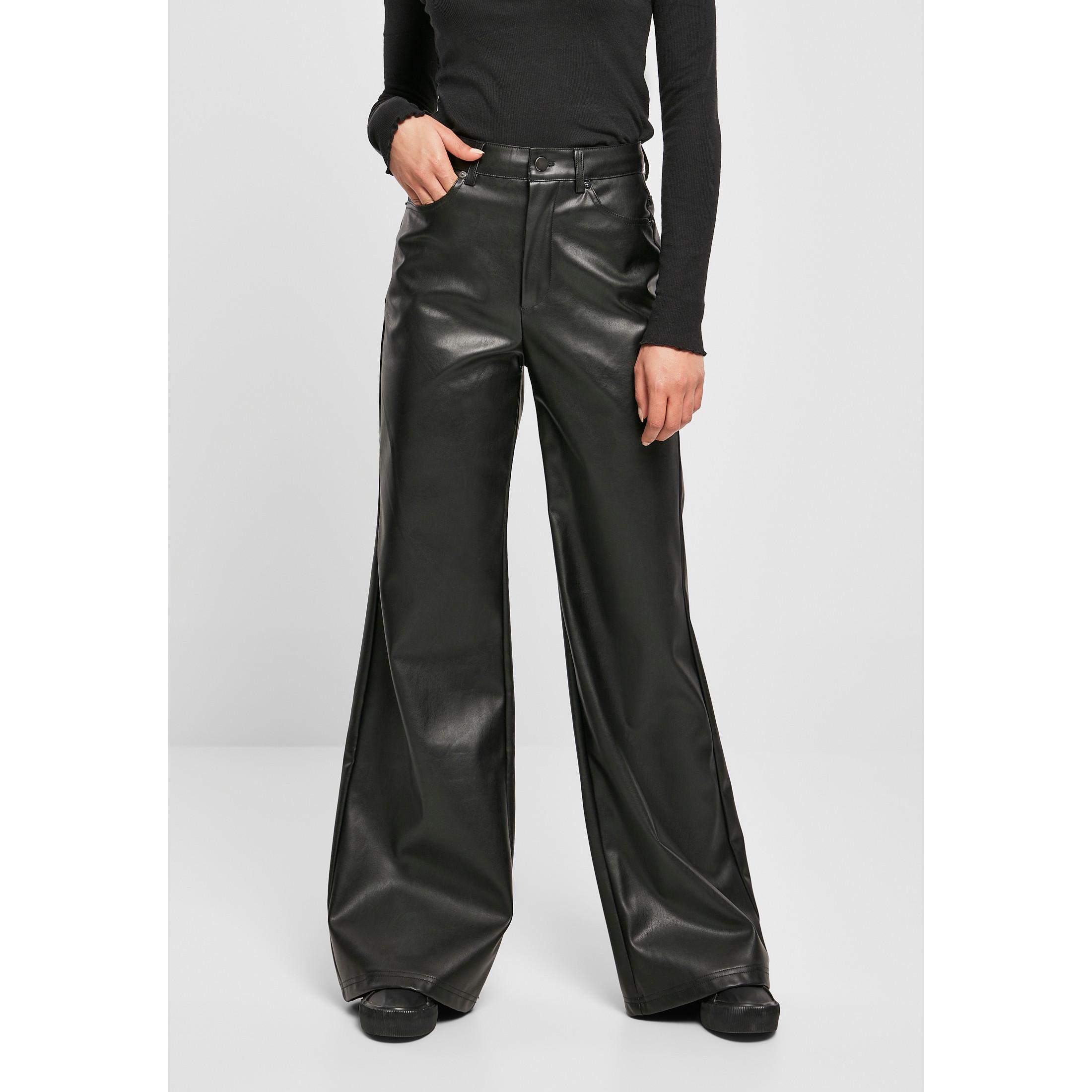Image of Damenhosen Faux Leather Wide Leg Unisex 26