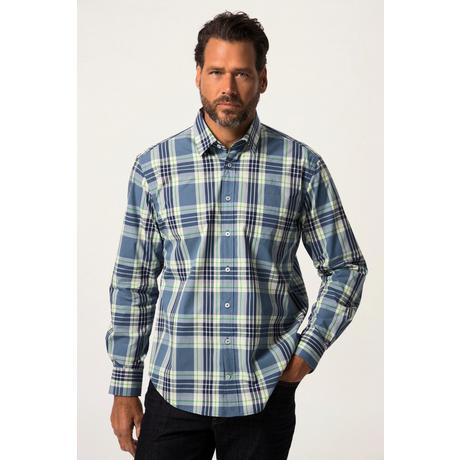 JP1880  Chemise à carreaux à manches longues, coupe Modern Fit et col Kent - jusqu'au 8 XL 