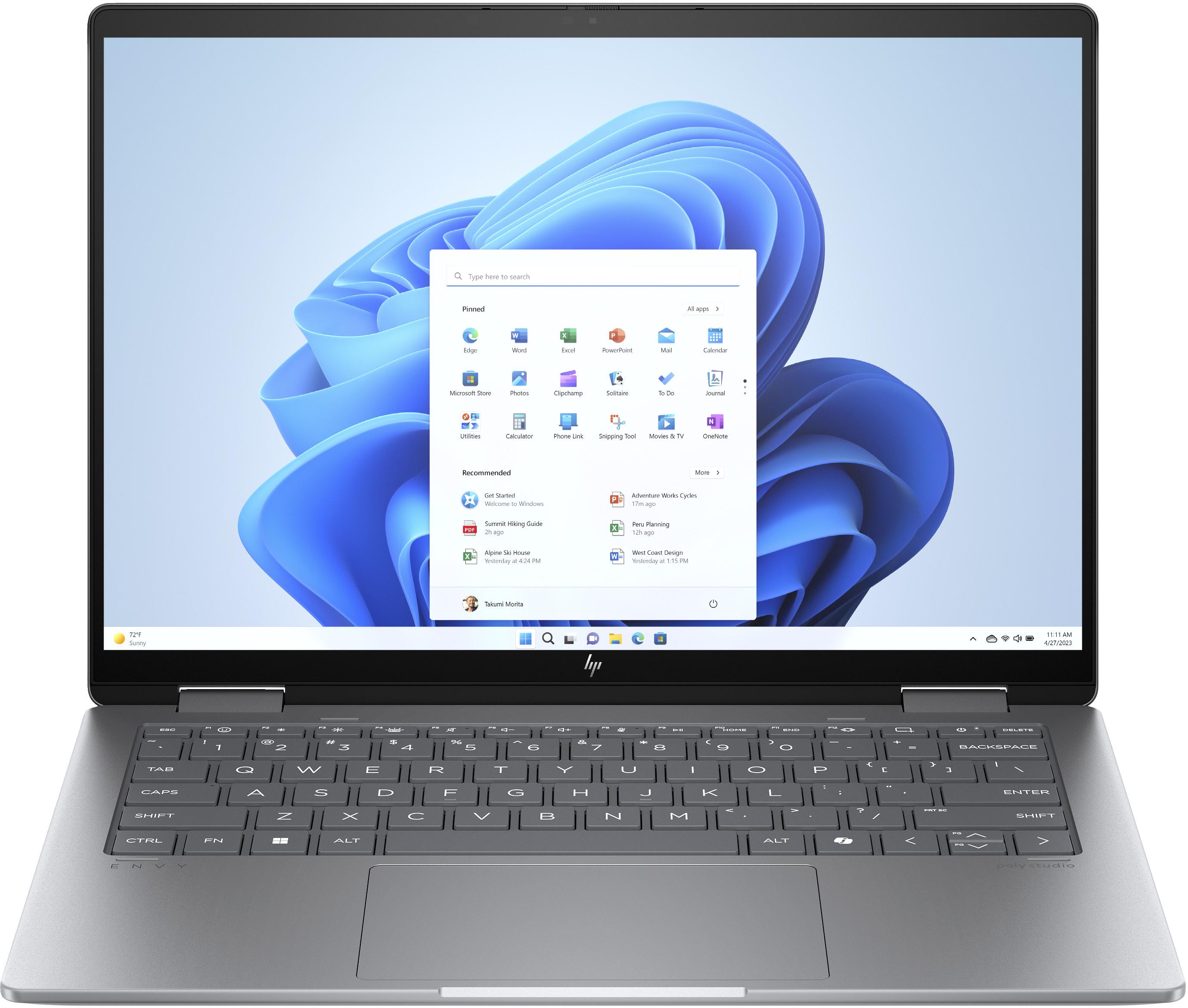 HP  Envy x360 Laptop 14-fc0750nz CH Intel Core Ultra 7 155U Hybrid (2-in-1) 35,6 cm (14") Touchscreen 2.8K 16 GB LPDDR5-SDRAM Wi-Fi 6E (802.11ax) Windows 11 Home 