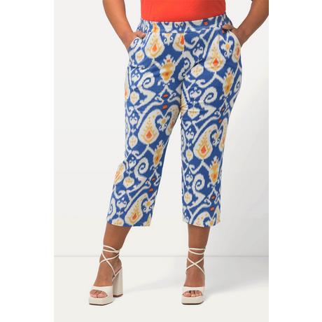 Ulla Popken  Pantalon 7/8 en jersey à jambe large, taille élastique et imprimé 