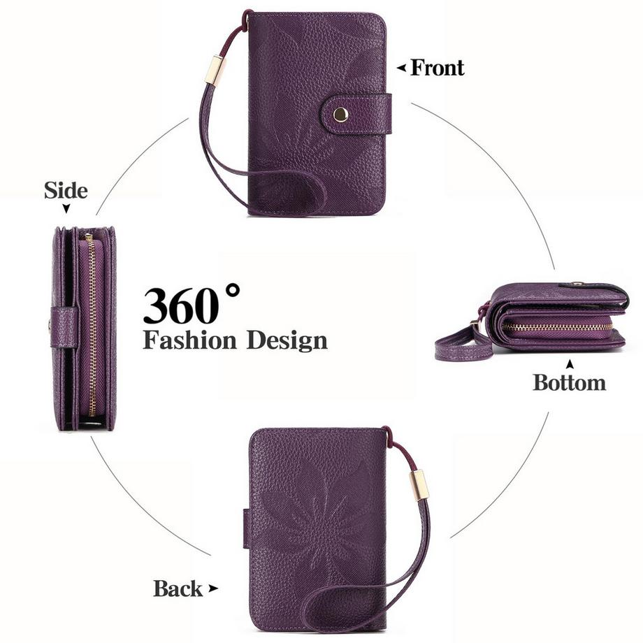 Only-bags.store Portefeuille Fermeture Éclair avec Compartiment à Monnaie et Protection RFID  