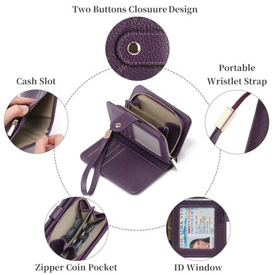 Only-bags.store Portefeuille Fermeture Éclair avec Compartiment à Monnaie et Protection RFID  