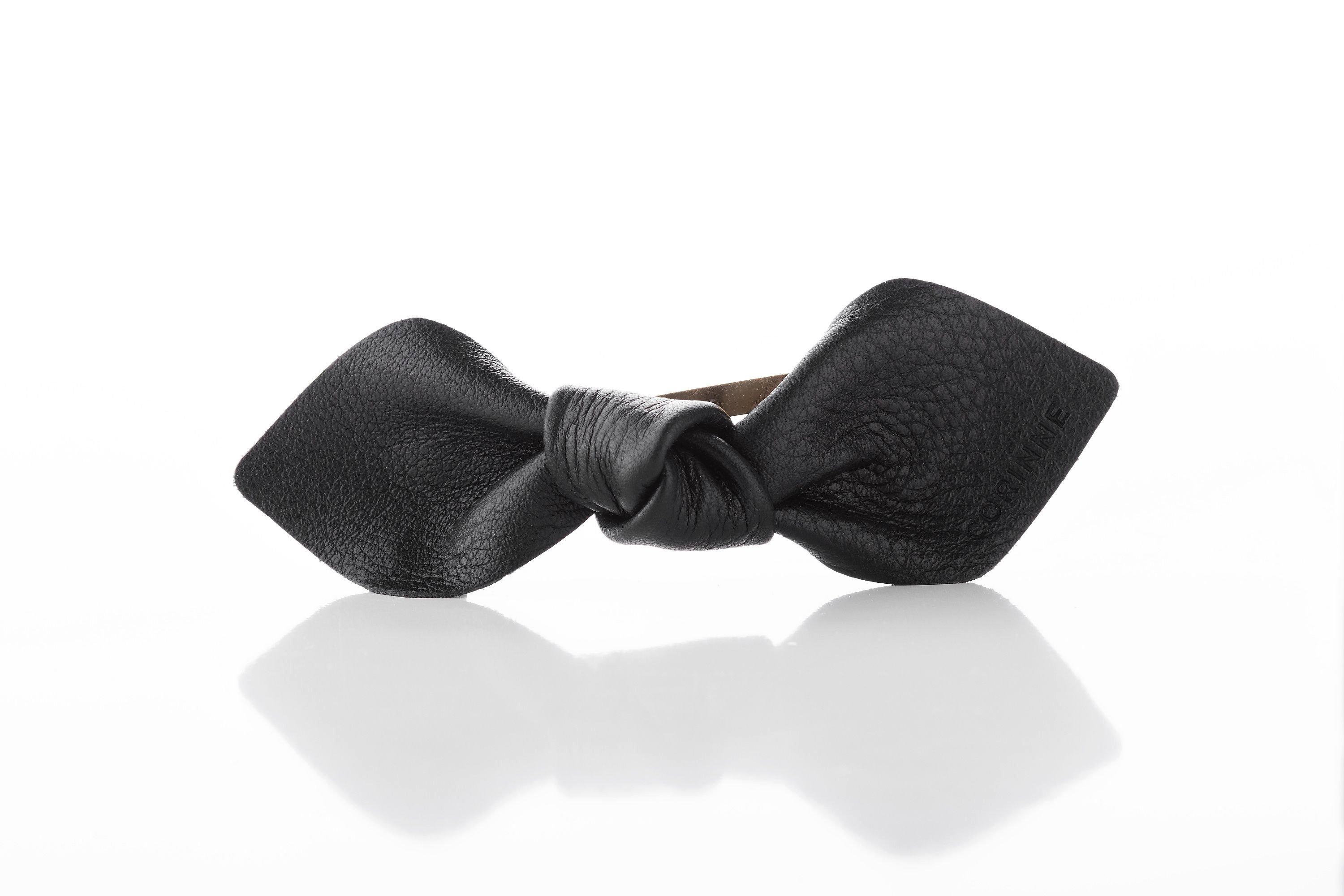 Image of Leather Bow Big On Clip Damen Black 1 pezzo