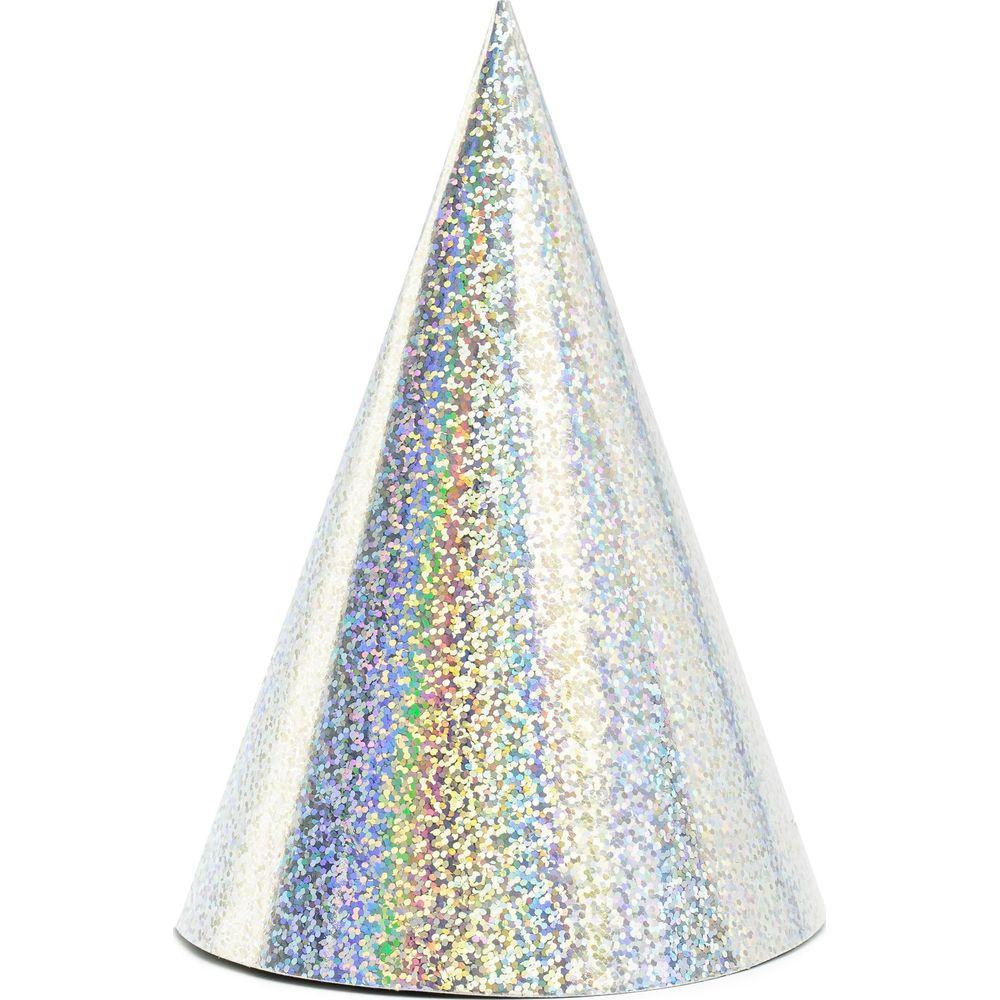 Image of Holografische Partyhüte, silber, 16cm Silber