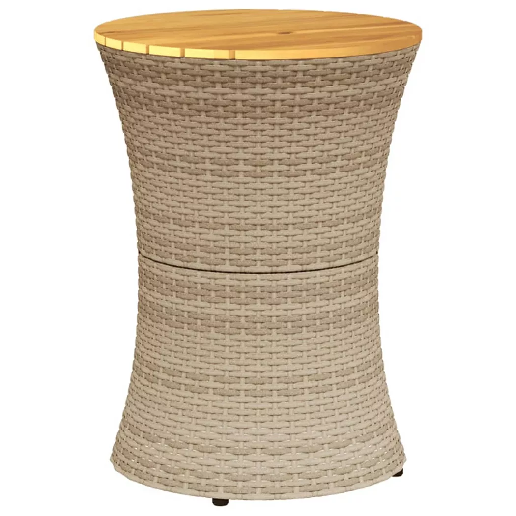 Vidaxl - Table d'appoint de jardin forme tambour beige rotin bois massif
