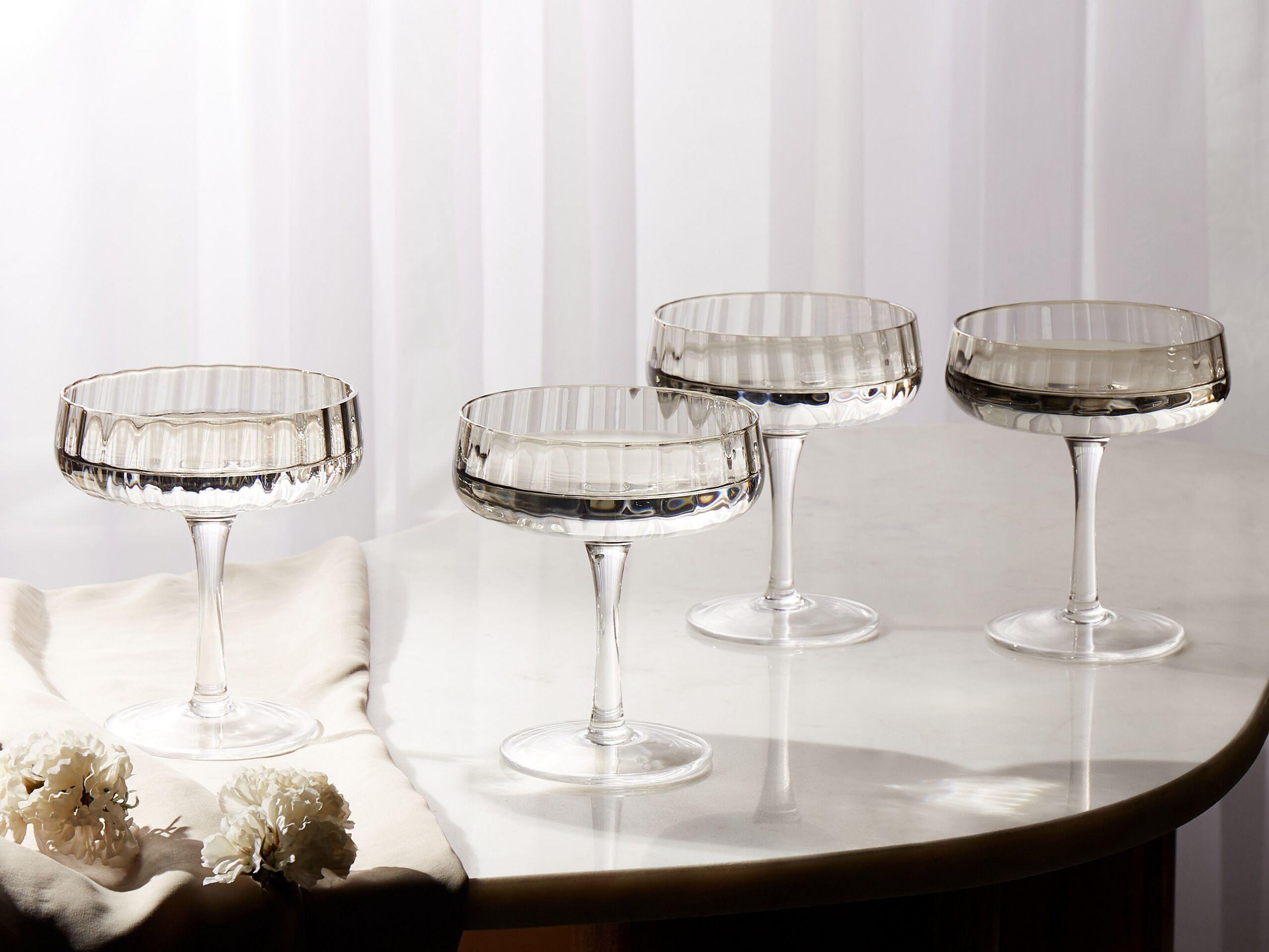 Beliani Lot de 4 coupes à champagne en Verre Rétro QUARTZ  