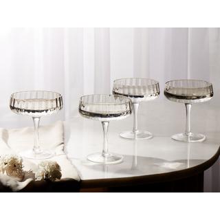 Beliani Lot de 4 coupes à champagne en Verre Rétro QUARTZ  