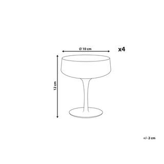 Beliani Lot de 4 coupes à champagne en Verre Rétro QUARTZ  