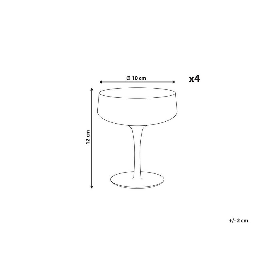 Beliani Set di 4 coppe da champagne en Vetro Retrò QUARTZ  