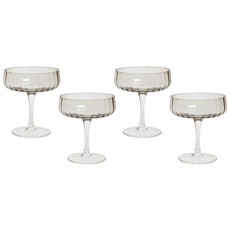Beliani Lot de 4 coupes à champagne en Verre Rétro QUARTZ  