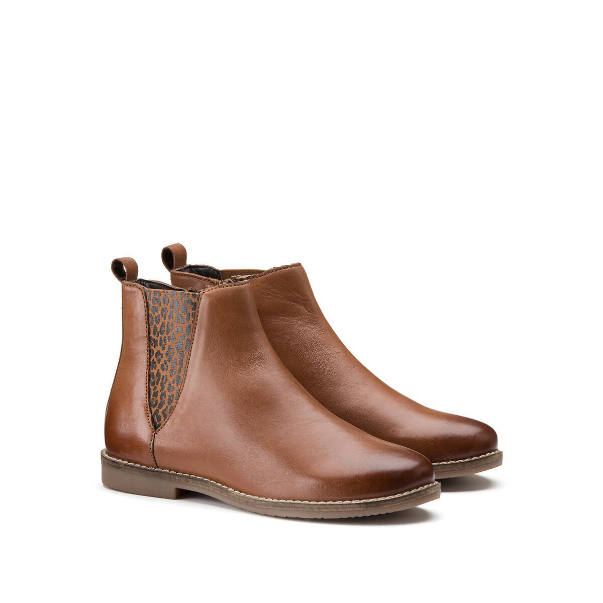 La Redoute Collections  Chelsea-Boots aus Leder mit Leopardenmuster 