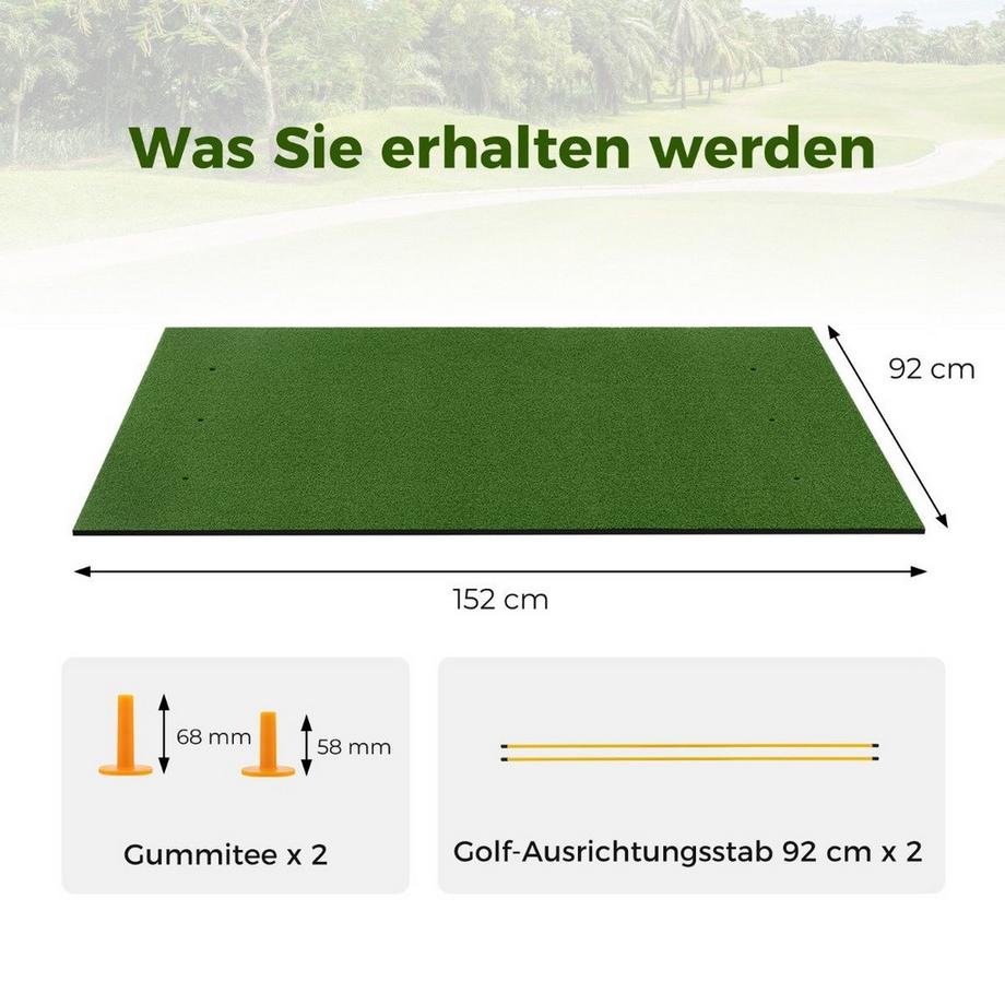 Northix  3-in-1-Abschlagmatte für Golf mit Kunstrasen 2 Golf-Tees 2 Ausrichtungsstäben & 6 vorgebohrten Abschlaglöchern 152 x 92 cm 
