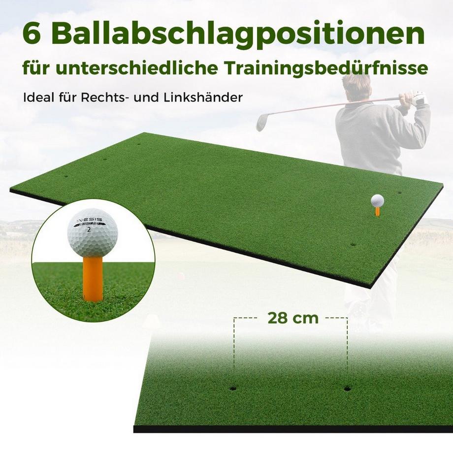 Northix  3-in-1-Abschlagmatte für Golf mit Kunstrasen 2 Golf-Tees 2 Ausrichtungsstäben & 6 vorgebohrten Abschlaglöchern 152 x 92 cm 