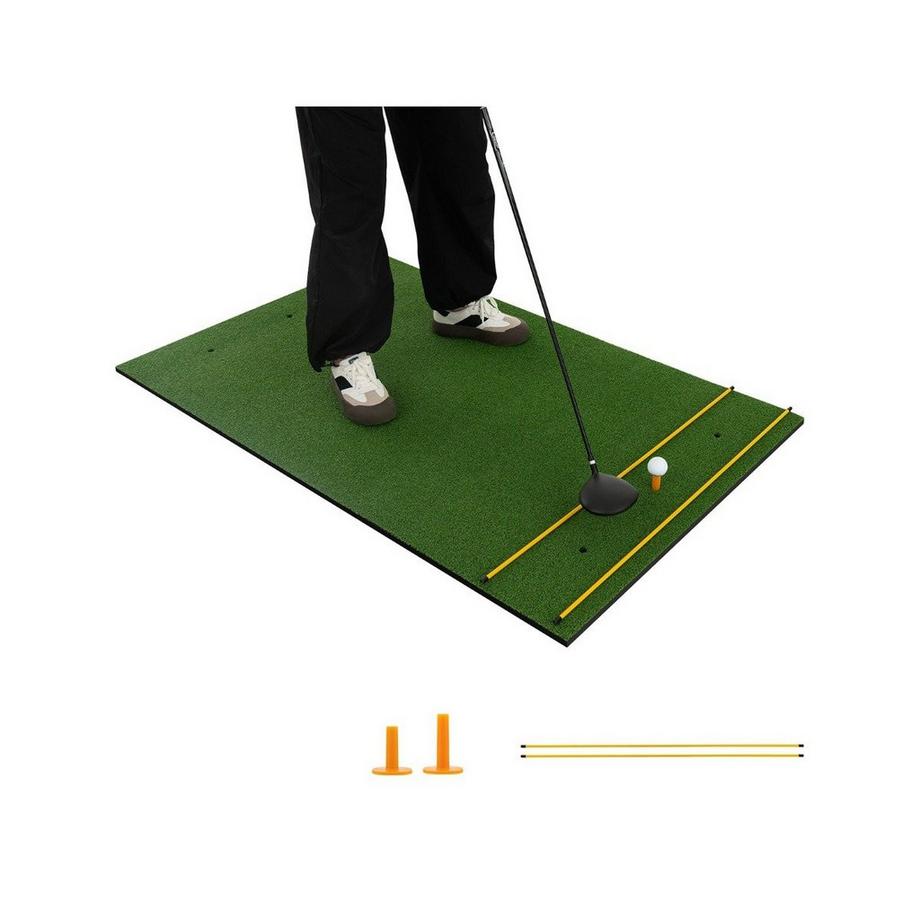 Northix  3-in-1-Abschlagmatte für Golf mit Kunstrasen 2 Golf-Tees 2 Ausrichtungsstäben & 6 vorgebohrten Abschlaglöchern 152 x 92 cm 