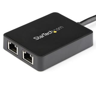 STARTECH.COM  USB 3.0 auf Dual Port Gigabit Ethernet Adapter mit USB Anschluss - 10/100/1000 Mbit/s - USB Gigabit LAN Netzwerkadapter/NIC Adapter - Schwarz 