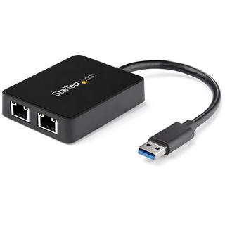 STARTECH.COM  USB 3.0 auf Dual Port Gigabit Ethernet Adapter mit USB Anschluss - 10/100/1000 Mbit/s - USB Gigabit LAN Netzwerkadapter/NIC Adapter - Schwarz 