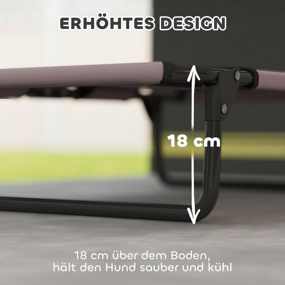 Northio  Lit surélevé pour chien, lit pliable pour animal domestique, chaise longue d'extérieur avec design en maille, respirant pour chiens de petite et moyenne taille, café Oxford 75 x 51 x 18 cm | 