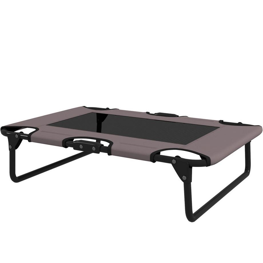 Lit surélevé pour chien, lit pliable pour animal domestique, chaise longue d'extérieur avec design en maille, respirant pour chiens de petite et moyenne taille, café Oxford 75 x 51 x 18 cm |