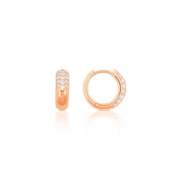 Créole en or rose 750 diamants 0,47ct. Charnière 12mm