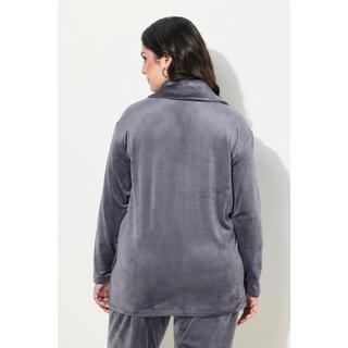 Ulla Popken  Giacca loungewear in nicki con scollo a goccia, maniche lunghe e materiale riciclato 