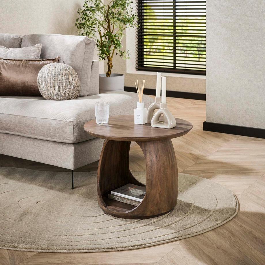 mutoni Table d'appoint Flow Solid acacia glaze brown M  