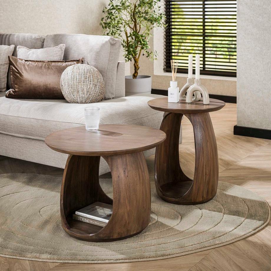 mutoni Table d'appoint Flow Solid acacia glaze brown M  