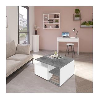 Calicosy Table Basse sur Roulettes 2 Tiroirs 2 Niches L70 cm - Twin  